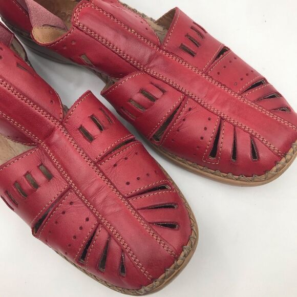 Remonte Dorndorf Red Leather Laser Cut Slip On Closed Toe Gladiator Shoes - Picture 6 of 16